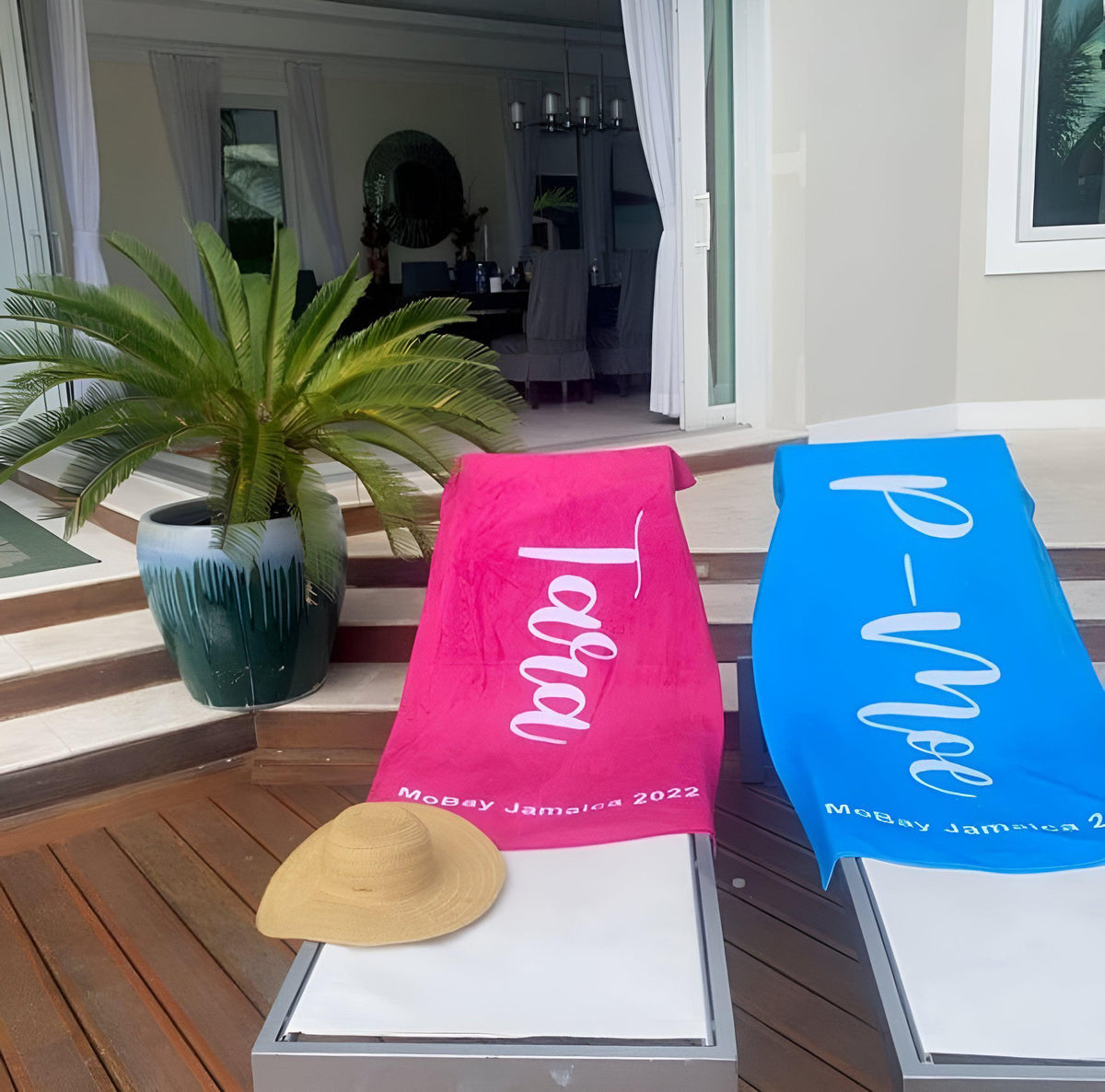 Personalized Script Beach Towel: Custom Name, Vacation Gift