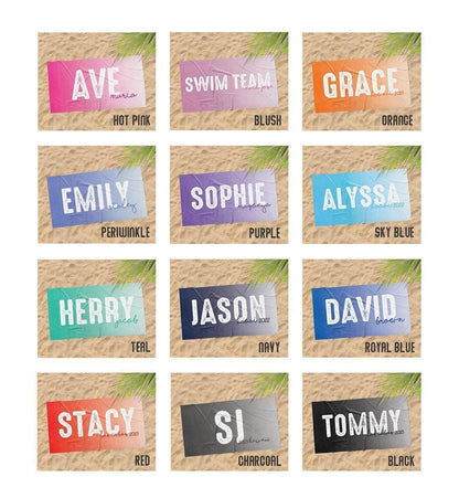 Personalized Beach Towel: Bold Font Custom Name Pool Towel