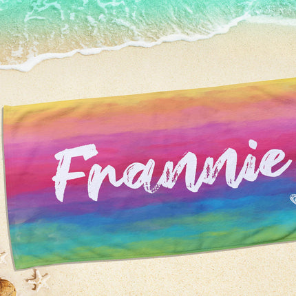 Personalized Tie Dye Beach Towel: Custom Name, Soft Cotton-Poly Blend