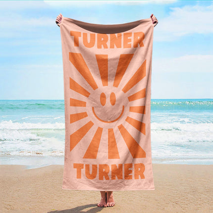 Personalized Smile Face Beach Towel: Custom Name, Vibrant Colors