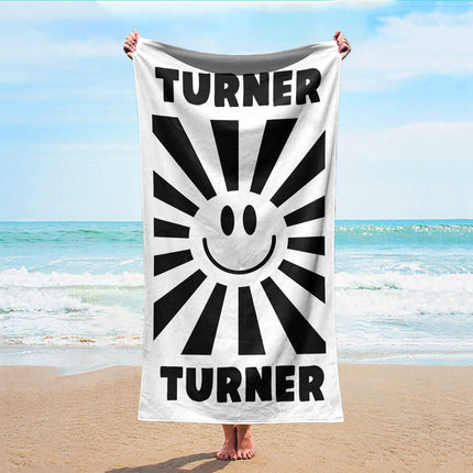 Personalized Smile Face Beach Towel: Custom Name, Vibrant Colors