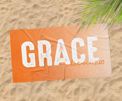 Personalized Beach Towel: Bold Font Custom Name Pool Towel