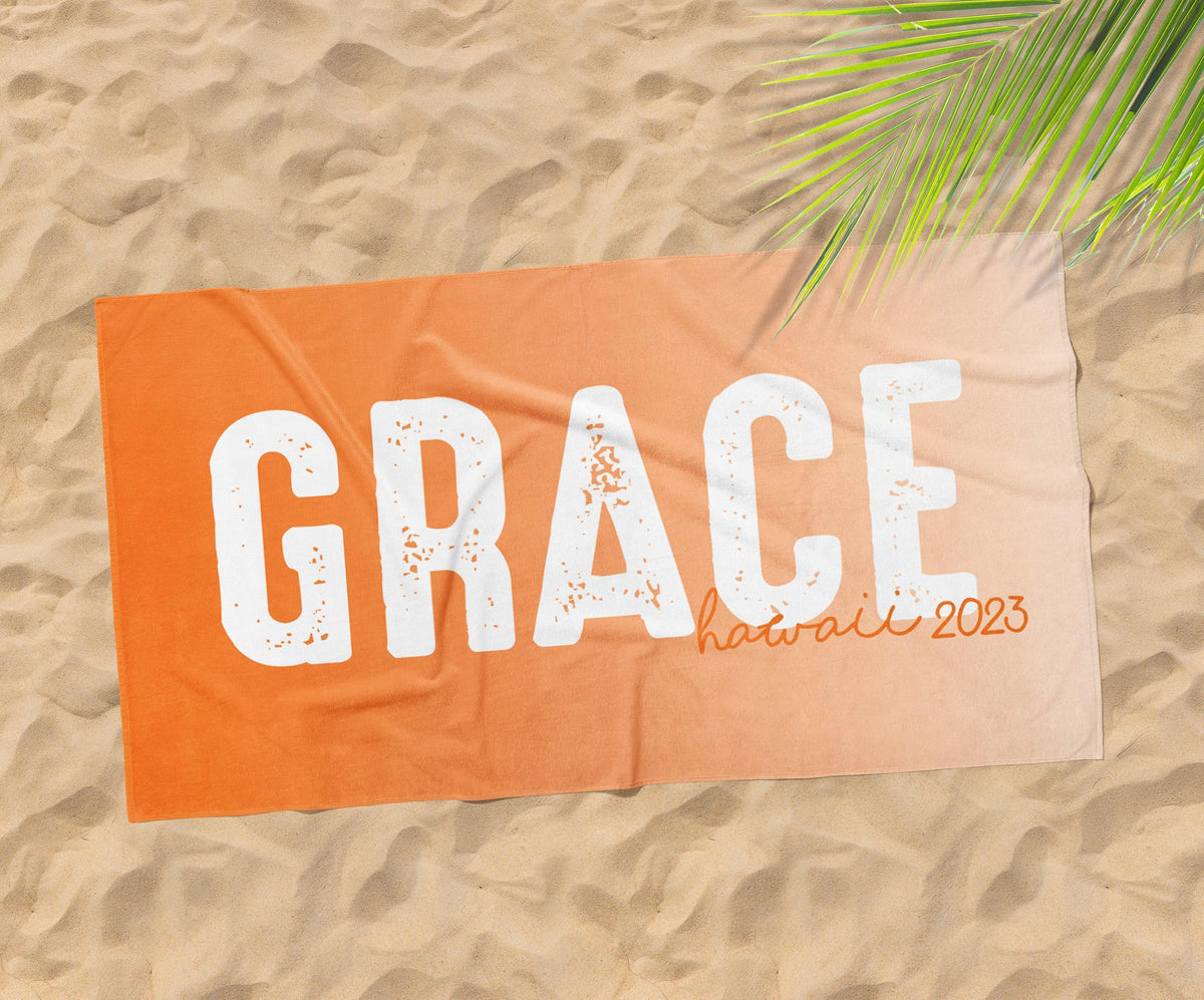 Personalized Beach Towel: Bold Font Custom Name Pool Towel
