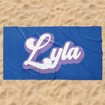 Personalized Retro Beach Towel: Custom Name, Vacation Gift