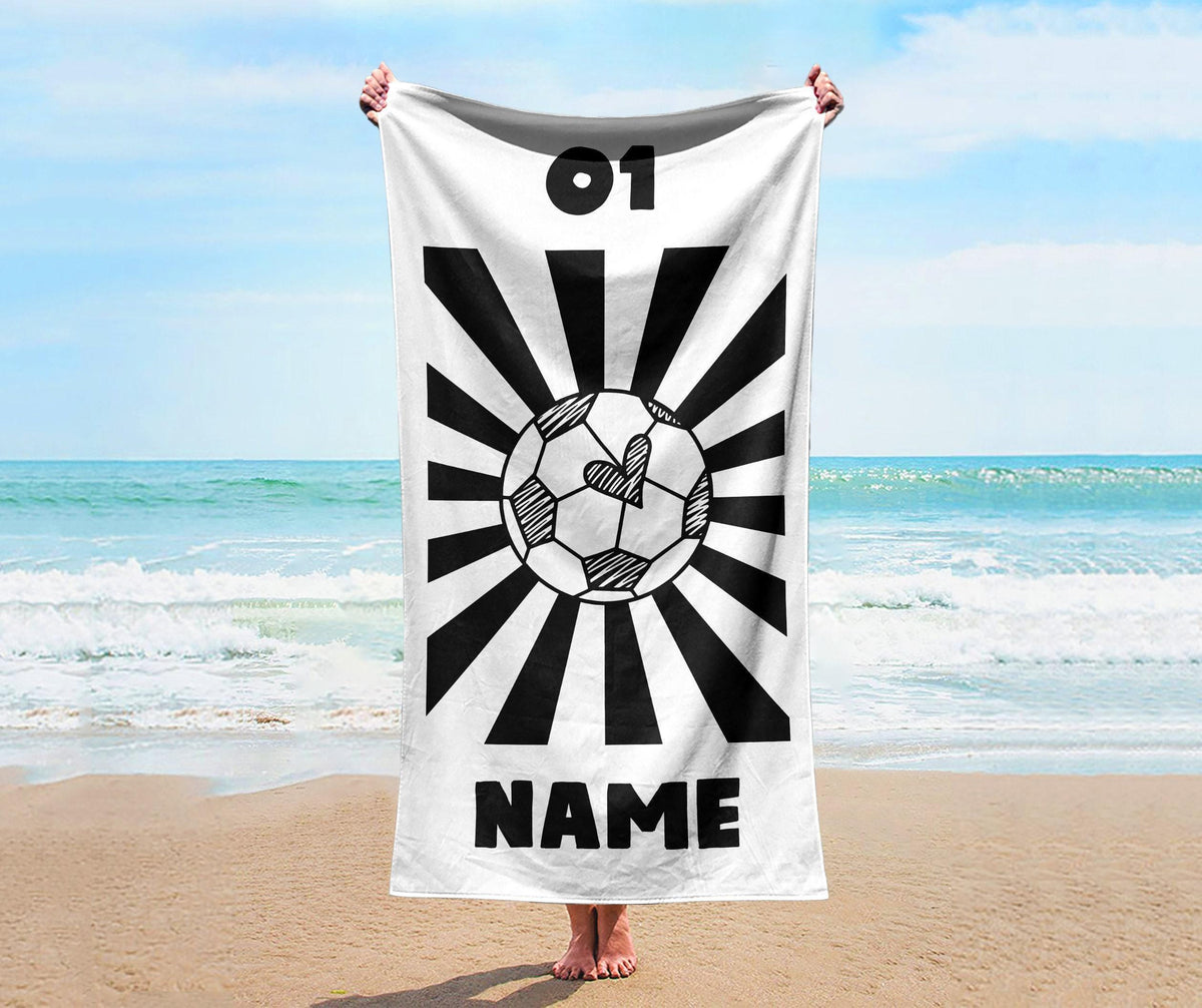 Personalized Smile Face Beach Towel: Custom Name Bath & Pool Towel