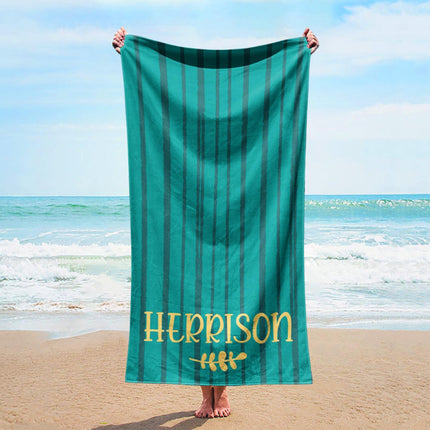 Personalized Beach Towel: Bold Font Custom Name, Tropical Design