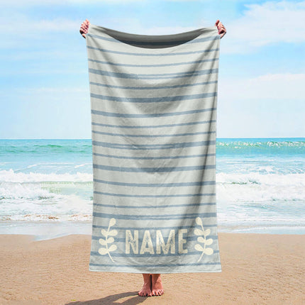 Personalized Beach Towel: Bold Font Custom Name, Tropical Design