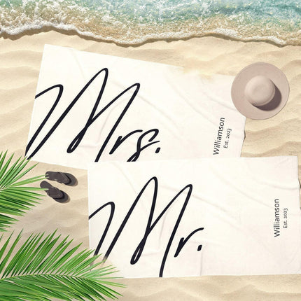 Personalized Mr. & Mrs. Beach Towels, Honeymoon Gift