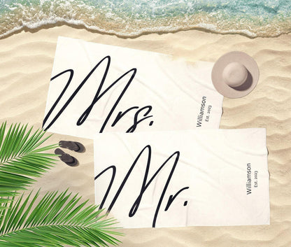 Personalized Mr. & Mrs. Beach Towels, Honeymoon Gift