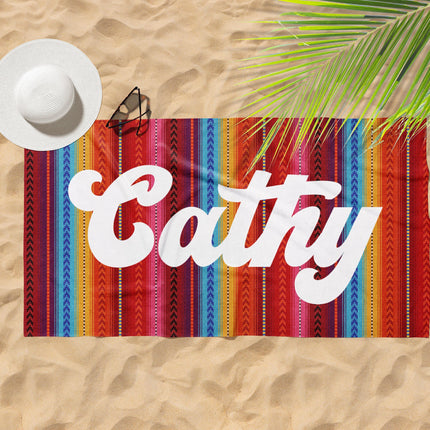 Personalized Aztec Beach Towel: Retro Font Custom Name