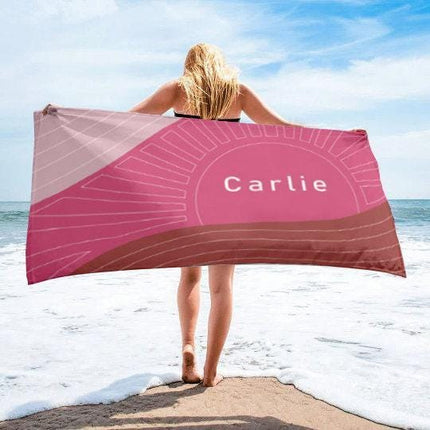 Personalized Round Beach Towel: Multi-Color Cotton Blend, Custom Name