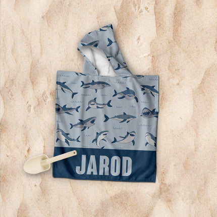 Personalized Baby Shark Hooded Towel: Custom Beach Poncho, Kid's Gift