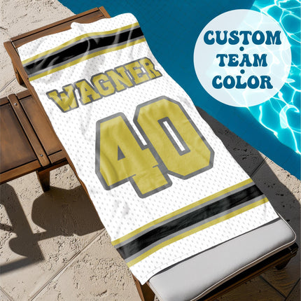 Personalized Sports Team Beach Towel: Custom Name, Retro Design