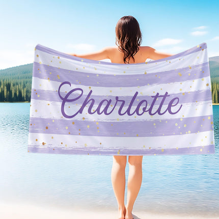 Personalized Script Name Beach Towel: Custom Poolside Gift