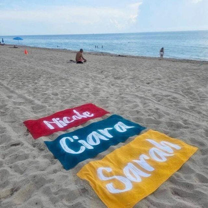 Personalized Beach Towel: Bold Font Custom Name, Vacation Gift