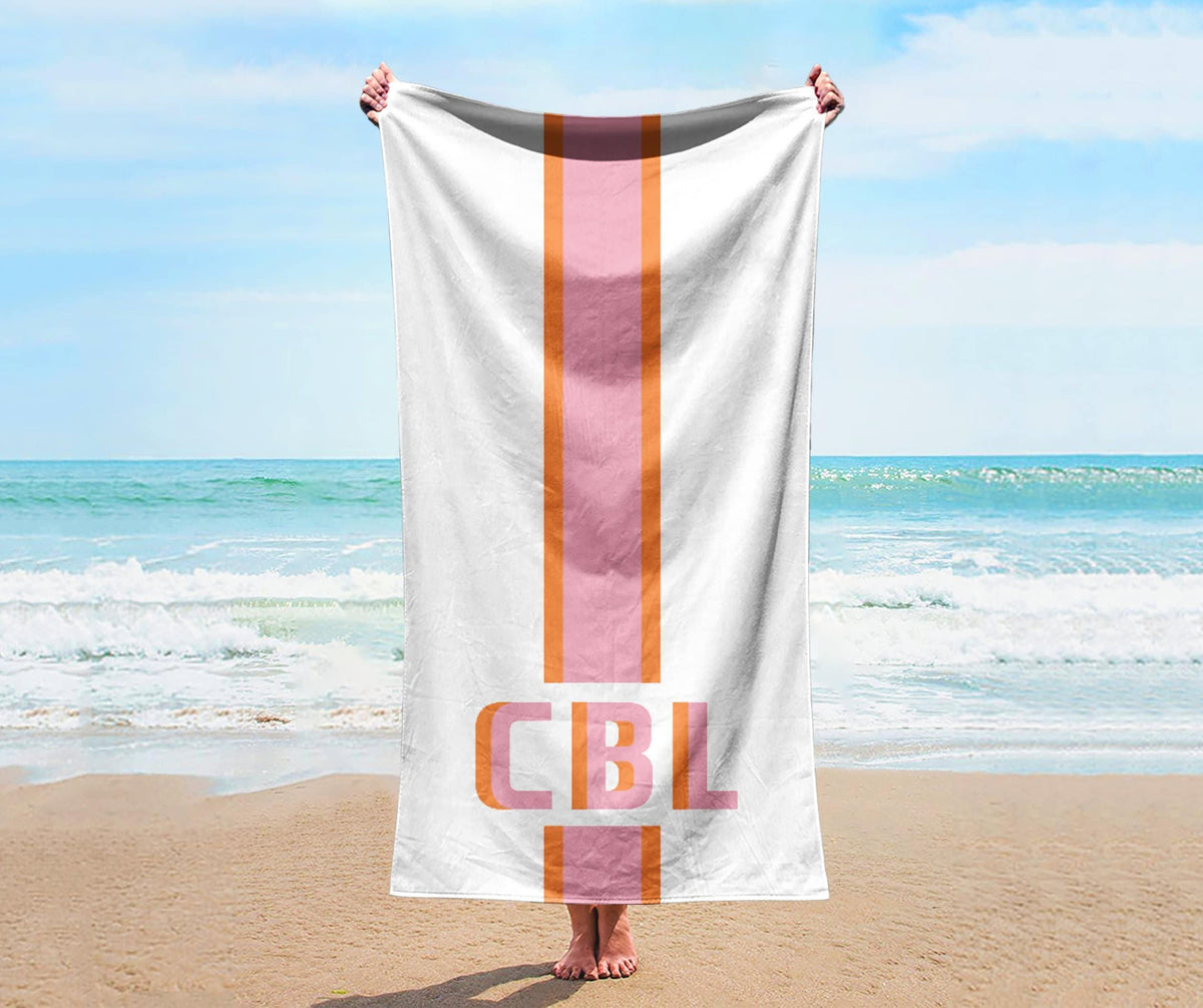 Personalized Stripe Beach Towel: Custom Name Bath & Pool Towel