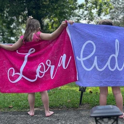 Personalized Beach Towel: Bold Font Custom Name, Vacation Gift