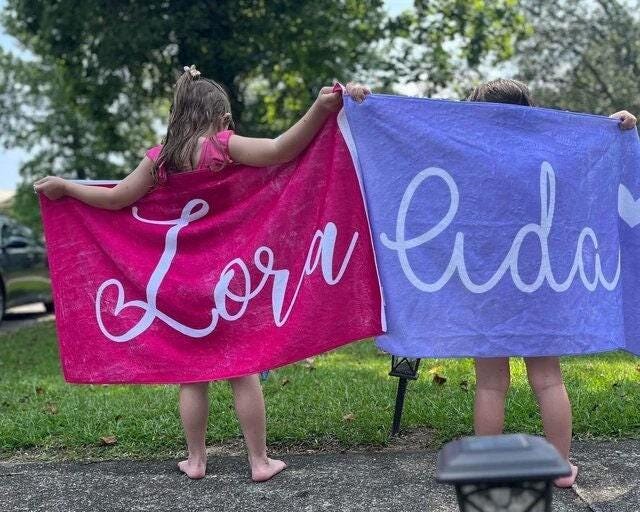 Personalized Beach Towel: Bold Font Custom Name, Vacation Gift