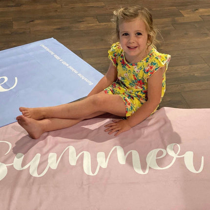 Personalized Script Name Beach Towel: Custom Vacation Gift