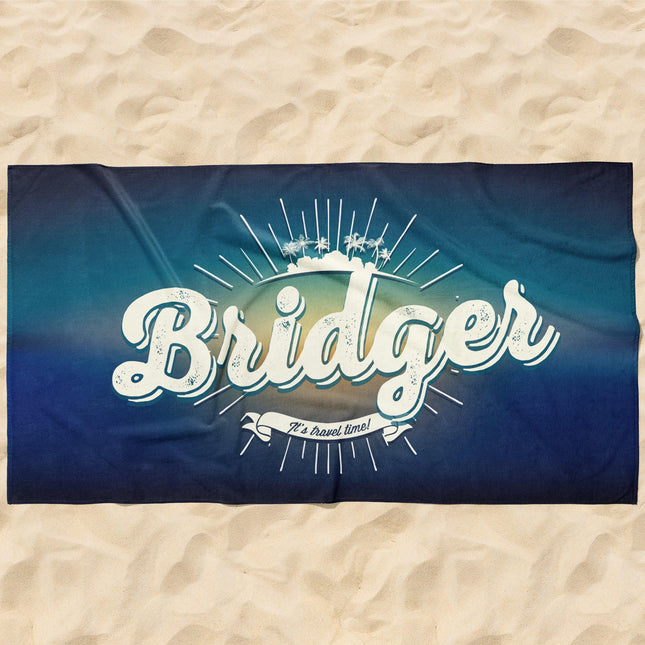 Personalized Beach Towel: Custom Name, Retro Design