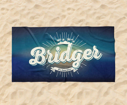 Personalized Beach Towel: Custom Name, Retro Design