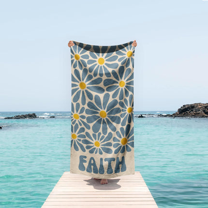 Personalized Daisy Beach Towel: 70s Boho Custom Name Gift