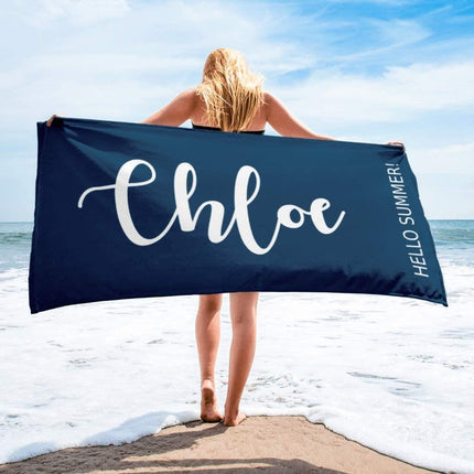 Personalized Script Name Beach Towel: Custom Vacation Gift