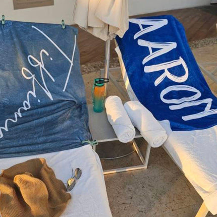 Personalized Beach Towel: Custom Name, Bold Font, Vacation Gift