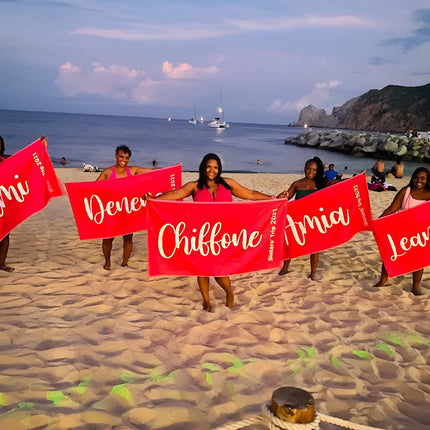 Personalized Script Name Beach Towel: Custom Vacation Gift