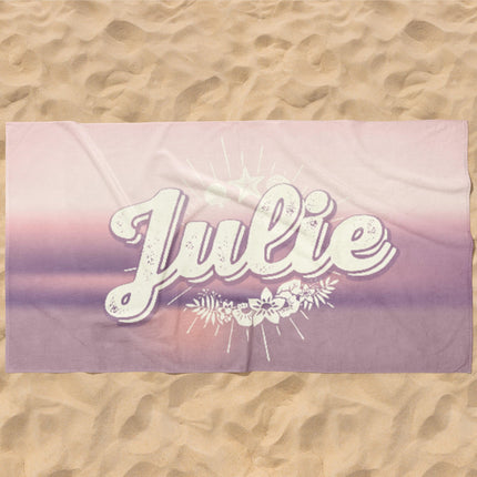Personalized Beach Towel: Custom Name, Retro Design