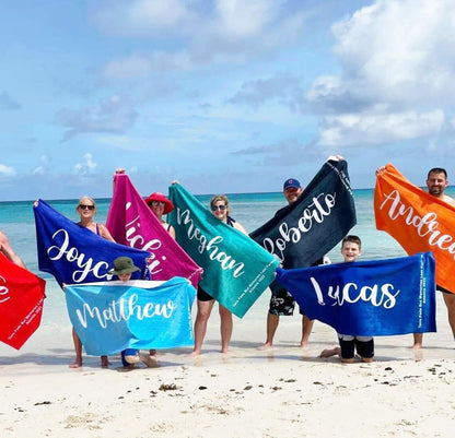 Personalized Script Name Beach Towel: Custom Vacation Gift