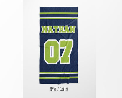 Personalized Sports Team Beach Towel: Custom Name, Retro Design