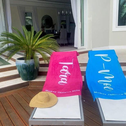 Personalized Script Name Beach Towel: Custom Vacation Gift