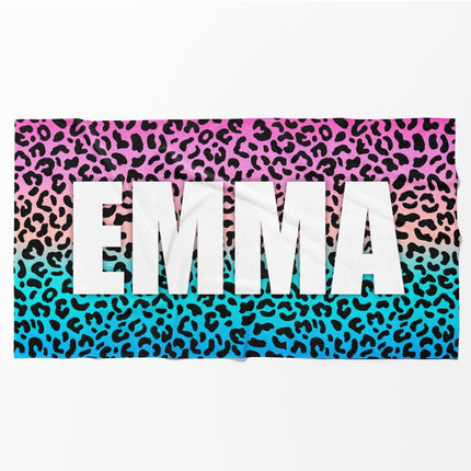 Personalized Animal Print Beach Towel: Custom Name Pool Towel