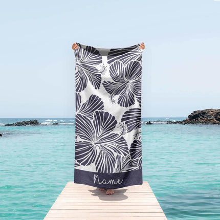 Personalized Floral Beach Towel: Custom Name Bath & Pool Towel