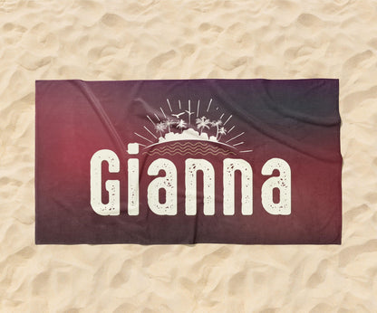 Personalized Beach Towel: Custom Name, Retro Design