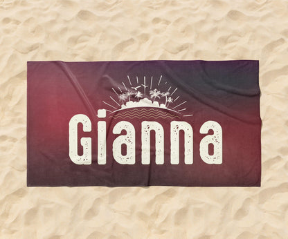 Retro Personalized Beach Towel: Custom Name, Vacation Gift
