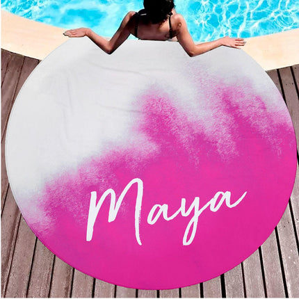 Personalized Tie Dye Round Beach Towel: Custom Name, 60" Oversized