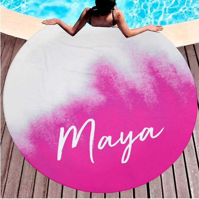 Personalized Tie Dye Round Beach Towel: Custom Name, 60" Oversized