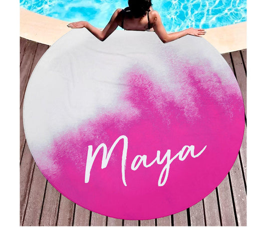 Personalized Tie Dye Round Beach Towel: Custom Name, 60" Oversized