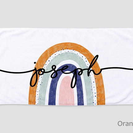 Personalized Rainbow Beach Towel | Custom Name Embroidered Cotton