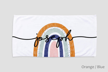 Personalized Rainbow Beach Towel | Custom Name Embroidered Cotton