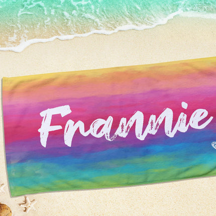 Personalized Tie Dye Beach Towel: Custom Name Bath & Pool Towel