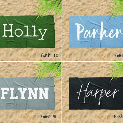 Personalized Beach Towel: Bold Font Custom Name, Vacation Gift