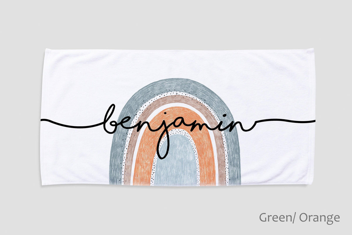 Personalized Rainbow Beach Towel | Custom Name Embroidered Cotton