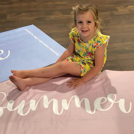 Personalized Script Beach Towel: Custom Name, Birthday Vacation Gift