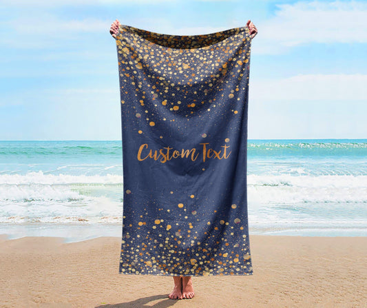 Personalized Glitter Beach Towel: Custom Vacation Gift