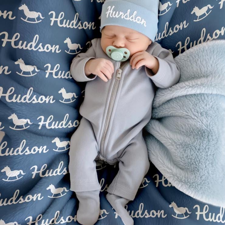 Personalized Baby Blanket: Plush Minky or Sherpa Fleece, Custom Name
