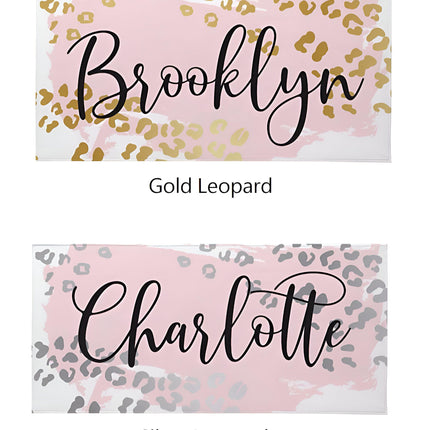 Metallic Leopard Custom Beach Towel: Personalized Vacation Gift