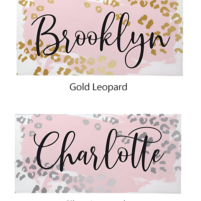 Metallic Leopard Custom Beach Towel: Personalized Vacation Gift